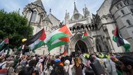 Protesters outside the High Court. Pic: PA