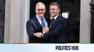 British Prime Minister Keir Starmer greets France's President Emmanuel Macron at 10 Downing Street, on the day of the UK-France Summit, in L