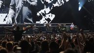 This picture is available for editorial usage only until July 4, 2026 Oasis takes to the stage at the Principality Stadium, Cardiff