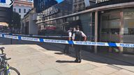 The crime scene in Knightsbridge where a man was stabbed to death.