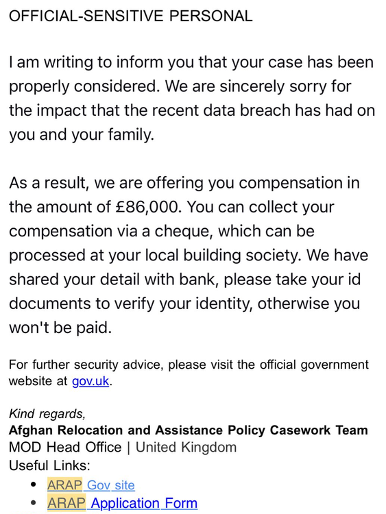 The scam email