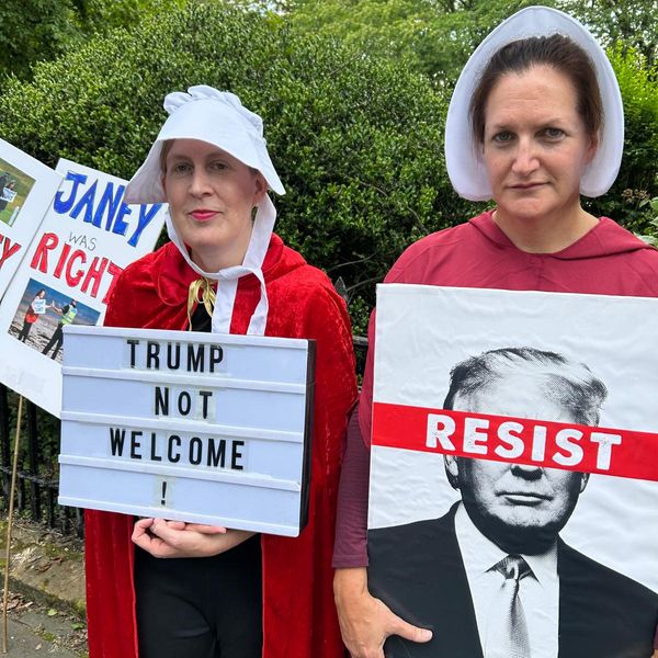 Protesters in Edinburgh demonstrating against Donald Trump