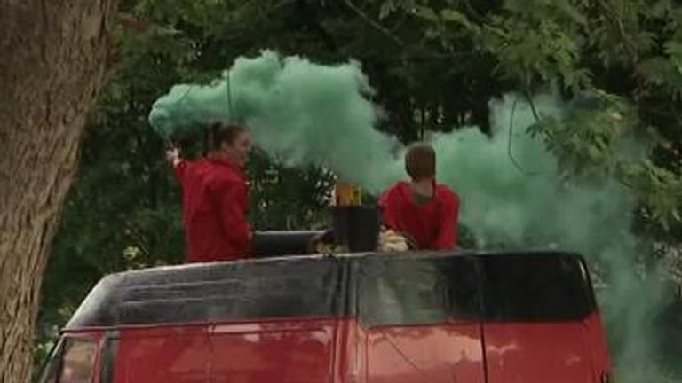 Protesters block defence company entrance in Bristol