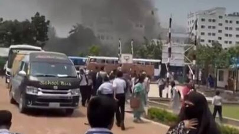 Plane crashes into training school in Dhaka