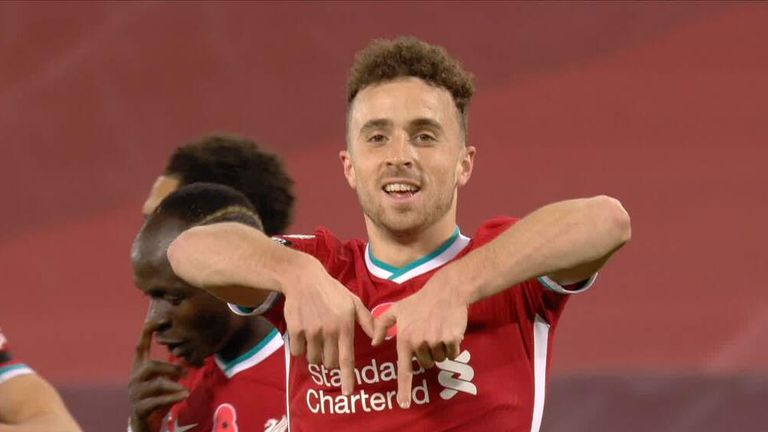 Diogo Jota playing for Liverpool