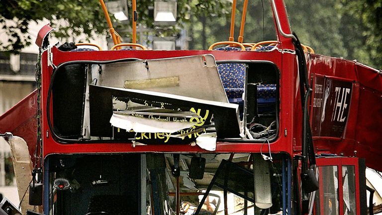 The number 30 double-decker bus in Tavistock Square, which was destroyed by a bomb on 7/7. File pic: PA