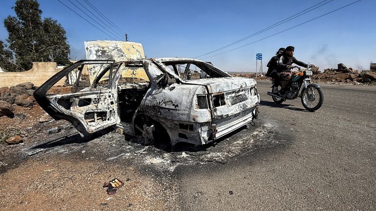 A burned out car