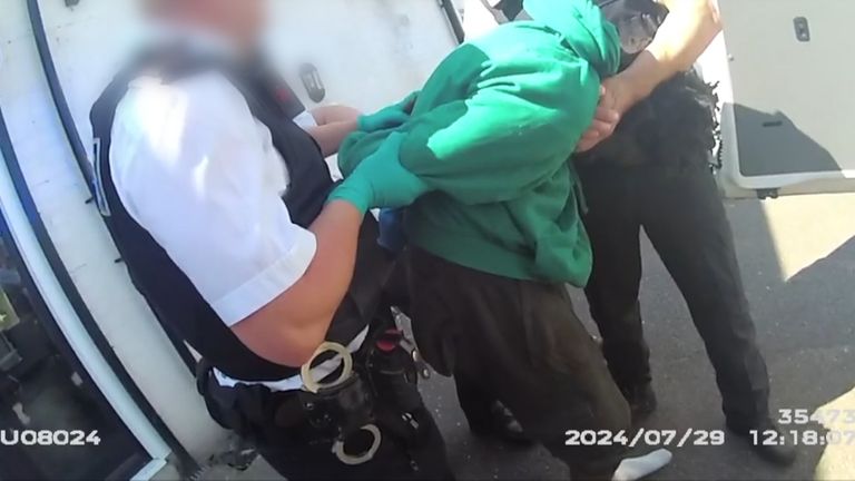 Body-worn camera footage shows the moment Axel Rudakubana was arrested
