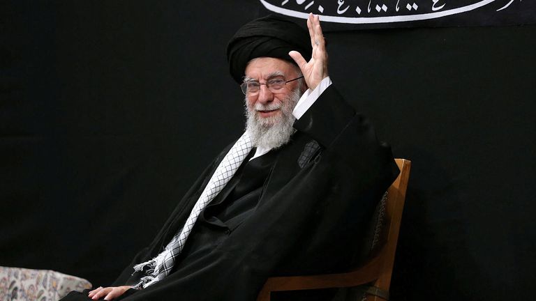 Iran's supreme leader Ayatollah Ali Khamenei attends a ceremony to mark Ashura. Pic: AP