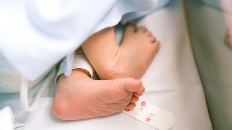 Feet of newborn baby in hospital. Pic: iStock