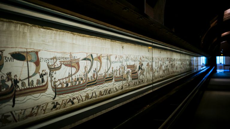11th century Bayeux tapestry chronicling the Norman conquest of England. Pic: AP