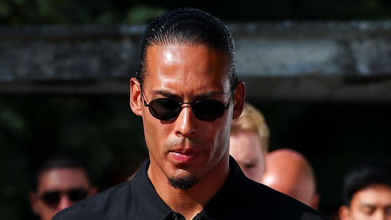 
Liverpool's captain Virgil van Dijk arrives on the day of the funeral ceremony of Liverpool's Portuguese soccer player Diogo Jota and his b