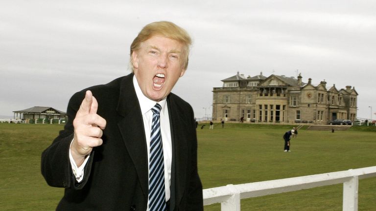 US business tycoon Donald Trump saying "You're fired" at the Old Course in St Andrews, Scotland in 2006