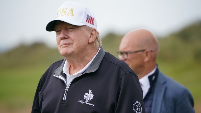US President Donald Trump attends the opening of the Trump International Golf Links, the president&#39;s new golf course on the Menie Estate in 