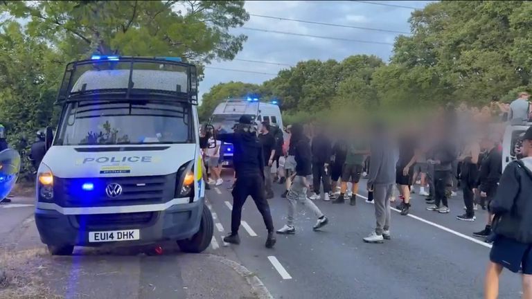 Anti-migration protesters in Epping