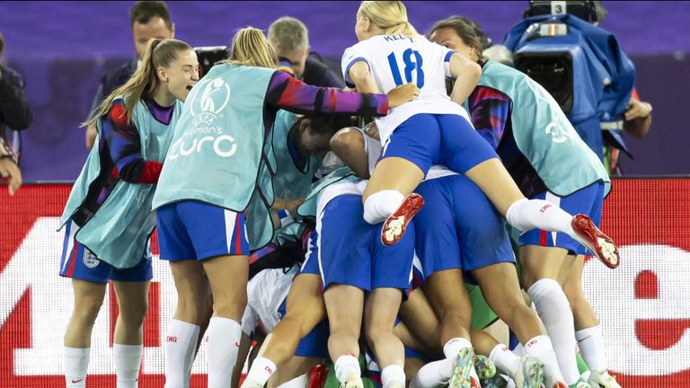 Lionesses celebrate in Zurich after reaching the semi-finals of the Euros after beating Sweden