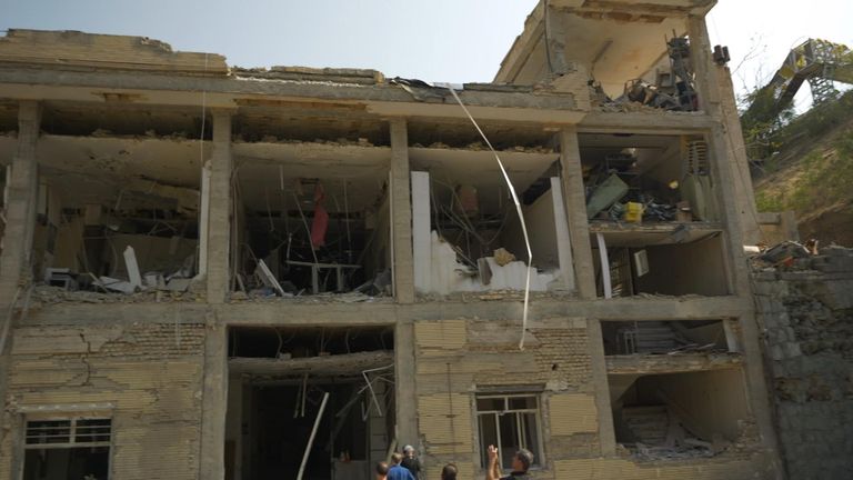 The visitor centre at Evin Prison after Israeli attacks 
