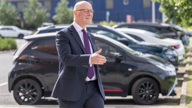 First Minister John Swinney during a visit to Clyde Gateway's Magenta Business Park, Glasgow, to turn on Scotland's first renewable district