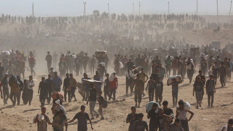 Huge crowds of Palestinians gather to receive aid from the US-backed Gaza Humanitarian Foundation.
Pic: Reuters