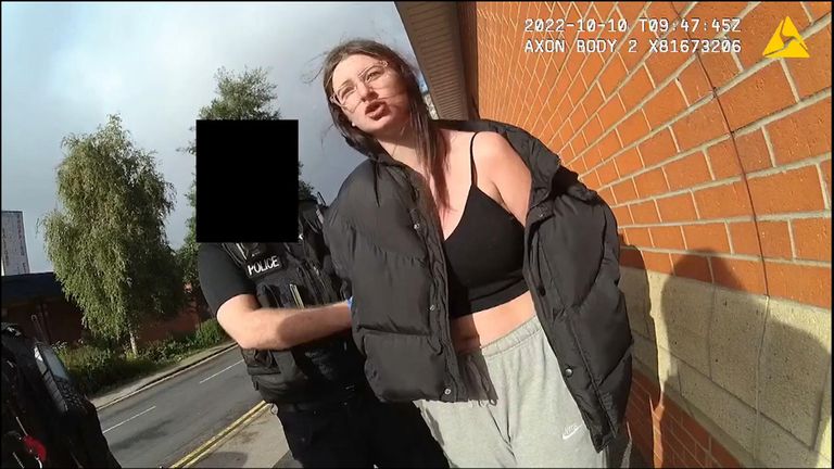 Body cam footage of Dannika Stewart being arrested in October 2023