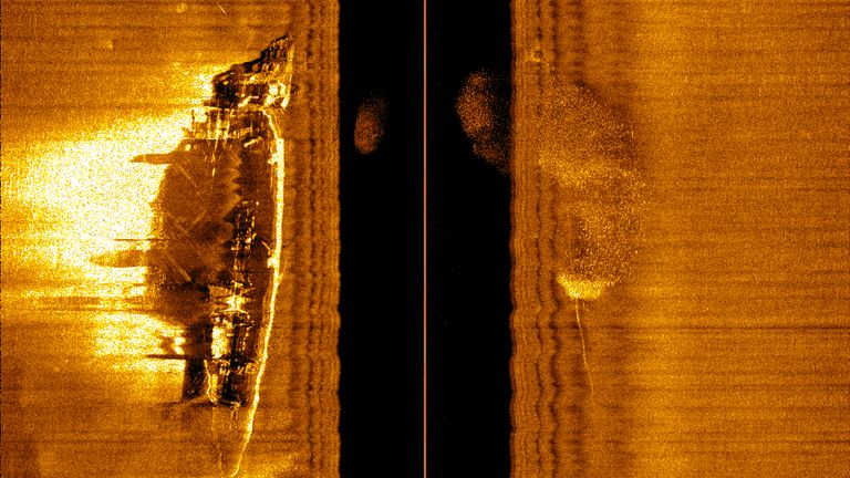 A sonar scan of the wreck