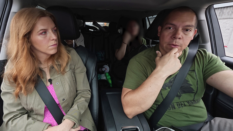 Ron, a high school history teacher, driving in LA trying to spot ICE officials