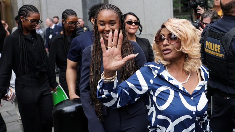 The rapper's mother Janice Combs supported him during the trial. Pic: Reuters