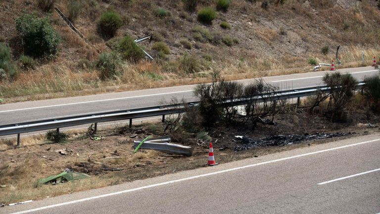 The aftermath of the crash. Pic: AP