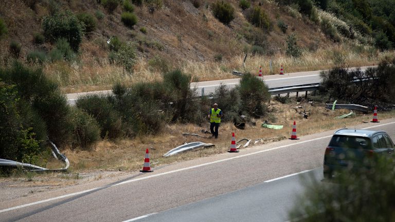 The aftermath of the crash. Pic: AP