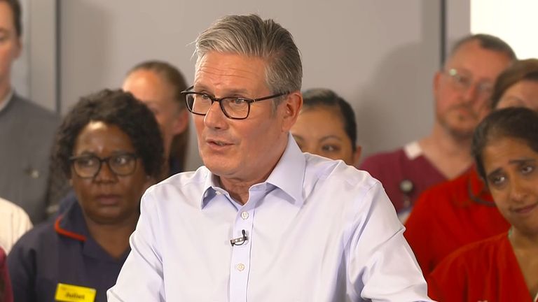 Keir Starmer speaks in East London for the 77th anniversary of the NHS