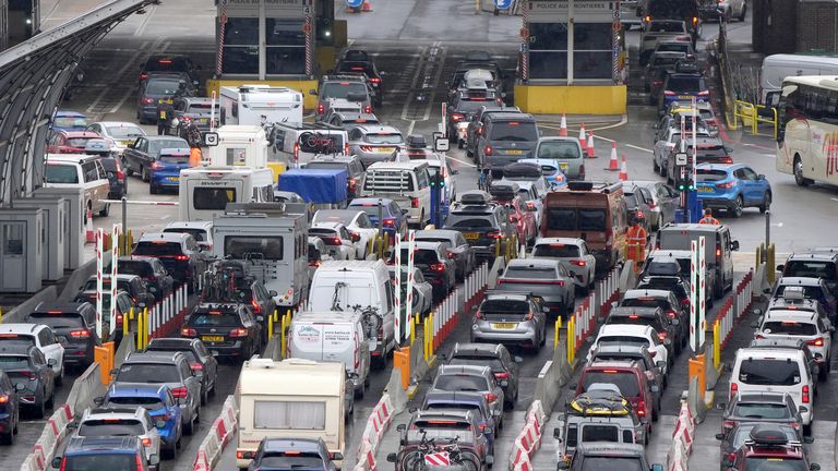 A view of traffic queueing to use the Port of Dover in July. Pic: PA