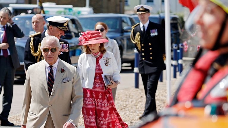 King Charles during his visit to Walmer Beach on Thursday.
Pic: PA