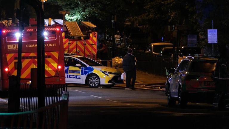Emergency crews at the scene of a flat fire in Lewisham
