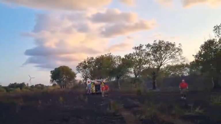 The aftermath of a grass fire in Dagenham, East London.