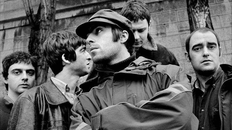 Oasis in Paris on the banks of The Seine in 1995 (L-R). Pic: Jill Furmanovsky