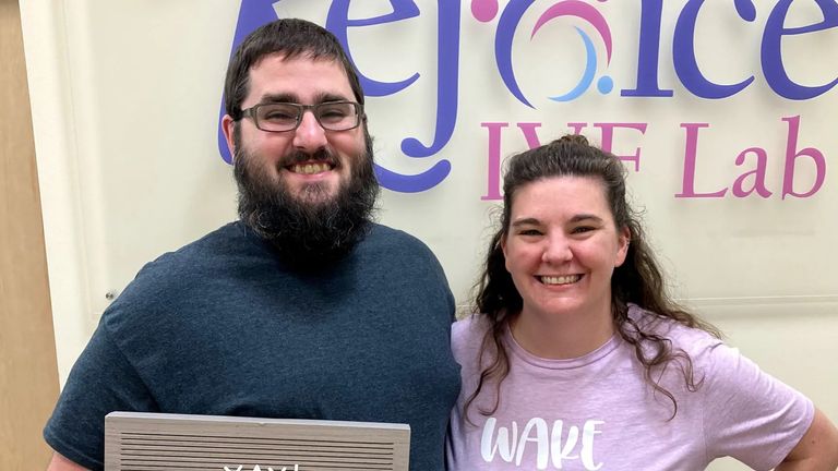 Lindsey and Tim Pierce at Rejoice Fertility. Pic: Lindsey Pierce/Rejoice Fertility Clinic