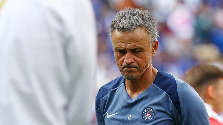 PSG coach Luis Enrique after his side's defeat. Pic: Reuters
