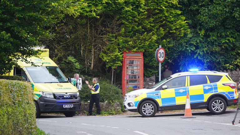 Emergency services near the scene in Minehead