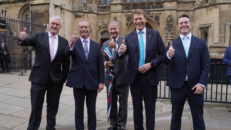 Reform UK figureheads celebrating the party's relative success after the 2024 General Election. Pic: PA