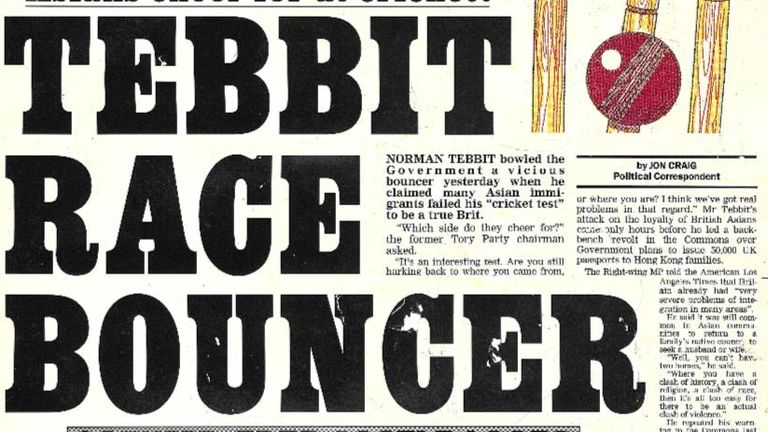 In April 1990, Jon Craig broke the story of Norman Tebbit's famous ‘cricket test’ of loyalty