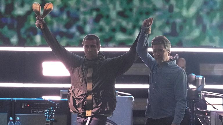Oasis on stage. Pic: AP
