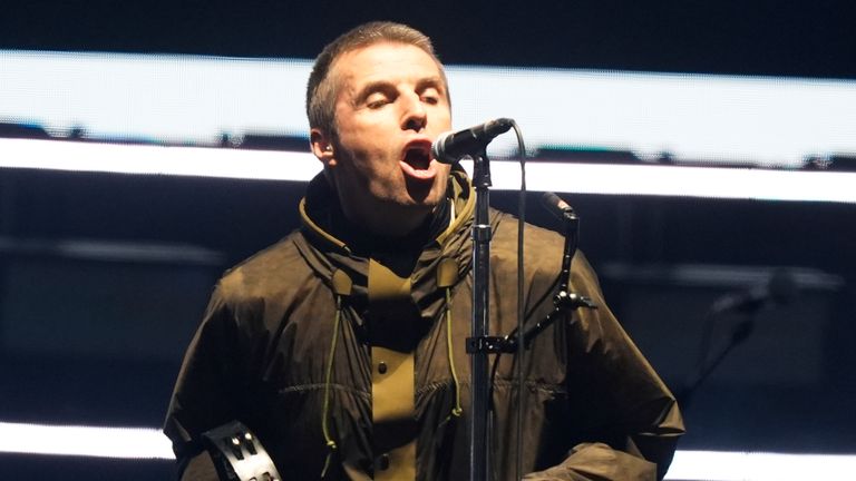 Liam Gallagher as Oasis takes to the stage in Cardiff. Pic: PA