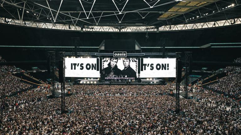 The first Wembley night of the Oasis reunion tour. Pic: Harriet Bols