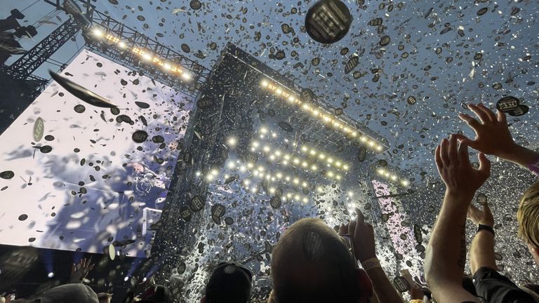 Confetti rained down on fans during the show