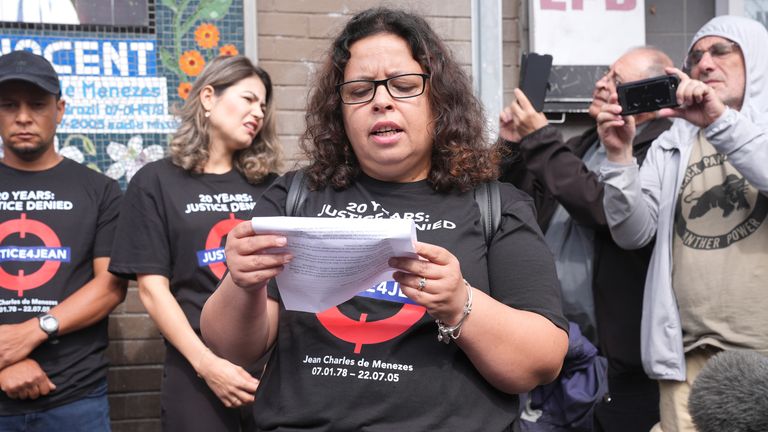Patricia da Silva speaks outside Stockwell Tube station. File pic: PA