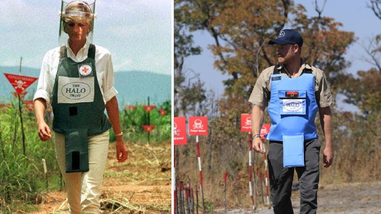 A picture from Prince Harry&#39;s trip to Angola, alongside Princess Diana&#39;s visit in 1997