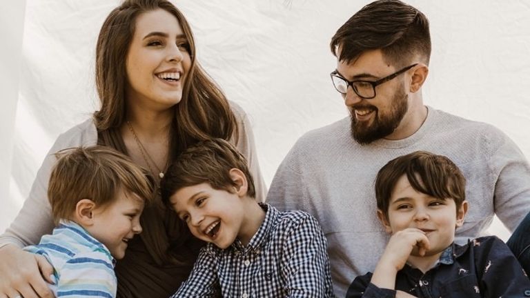 Samantha and Seth with their children Jonah, Asher and Simon. Credit: Betsy Michele/@betsymichelephoto