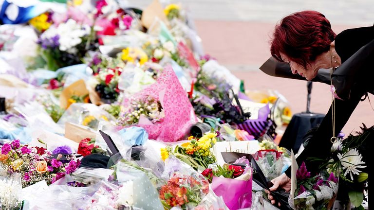 Sharon Osbourne lays flowers at the Black Sabbath Bridge. Pic: PA