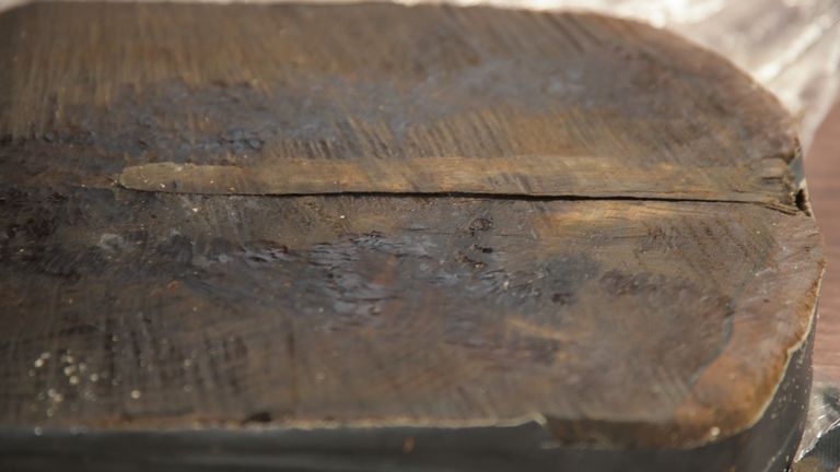 Undated handout photo issued by Wessex Archaeology of one of the Sanday Wreck timber samples used for dendrochronological analysis, as archa
