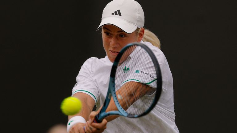 Tennis - Wimbledon - All England Lawn Tennis and Croquet Club, London, Britain - July 2, 2025 Britain's Sonay Kartal in action during her se